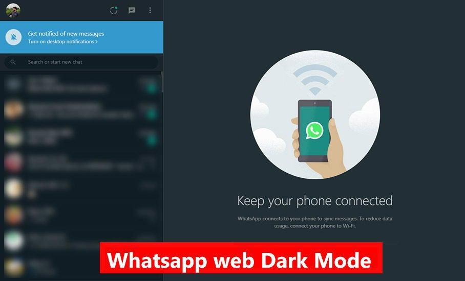 setting dark mode whatsapp web